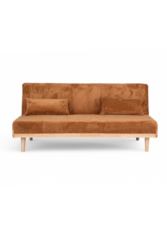 Multi Home Furniture Brown Sofa Cum Bed – Sofa Bed 3 Seater Sofa Velvet Foldable Bed with Wooden Legs – Soft PU Convertible Folding Bed for Living Room Furniture, Studio, Guest Room or Small Spaces